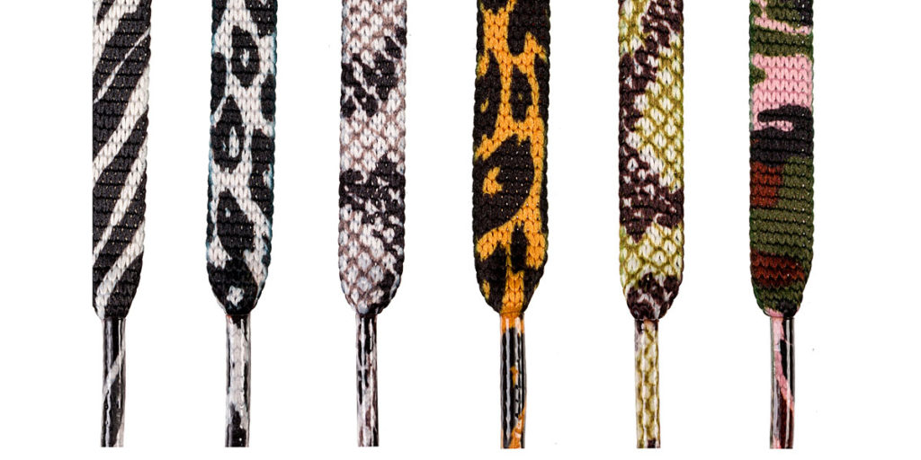 Shoelace zebra, leaopard, snake, camouflage