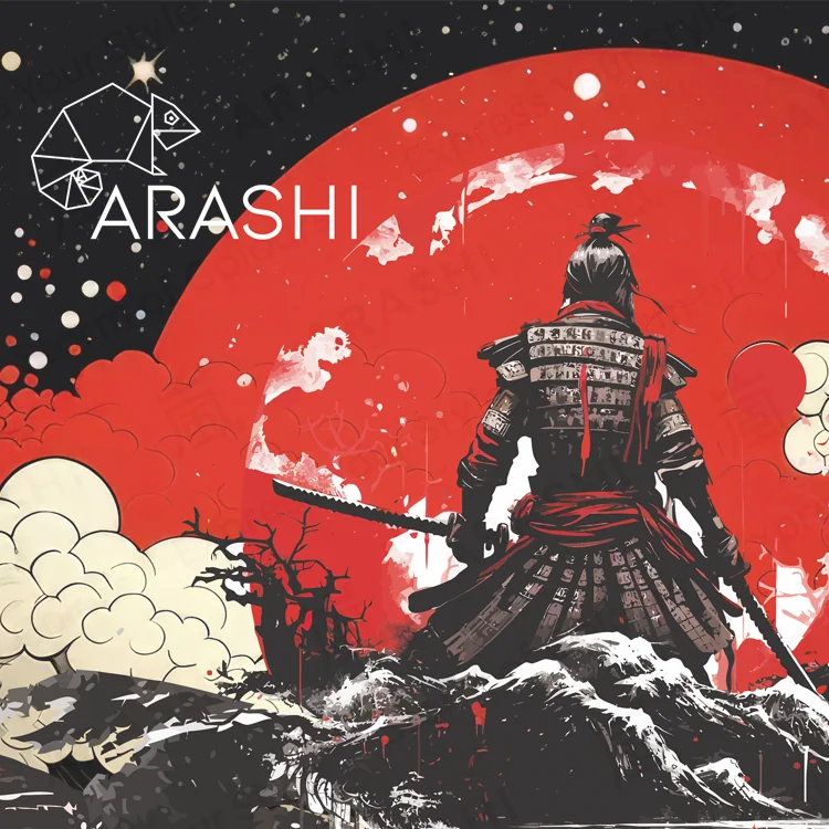 Bandana ARASHI SamuraiPath – japoński samuraj na tle czerwonego słońca