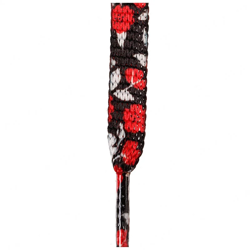 Sznurowadła ARASHI Camellia Black Red White z motywem japońskiej kamelii.
