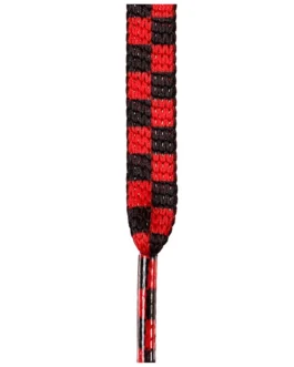 Sznurowadła ARASHI Check Black Red z czerwono-czarnym wzorem w szachownicę.