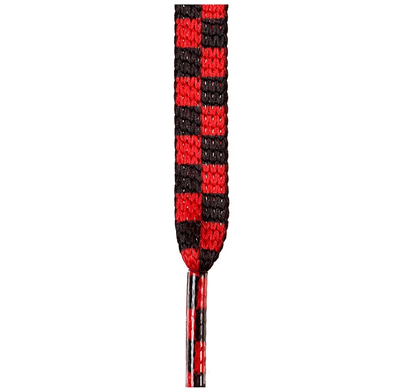 Sznurowadła ARASHI Check Black Red z czerwono-czarnym wzorem w szachownicę.
