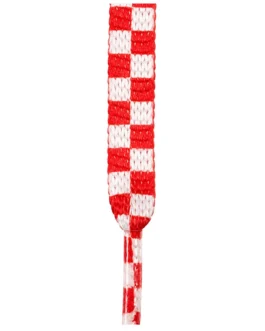 Czerwono-białe sznurówki ARASHI Check White Red z wzorem szachownicy.
