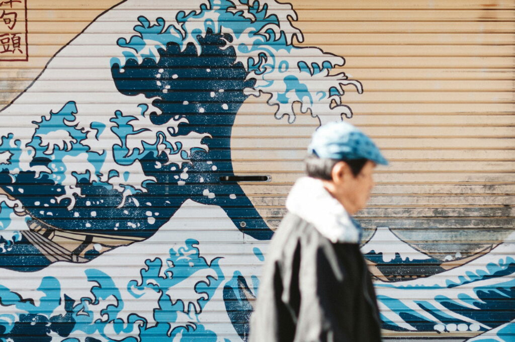 Street art inspired by Hokusai’s Great Wave in Japan