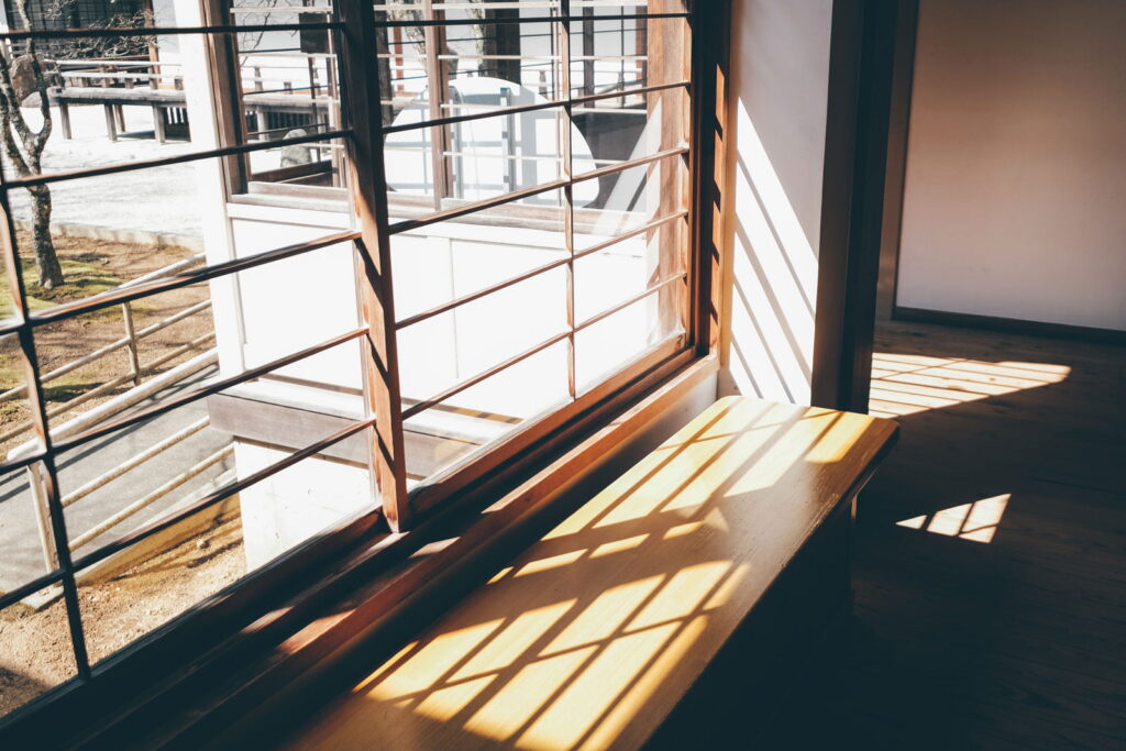 Sunlight and shadows in a traditional Japanese interior