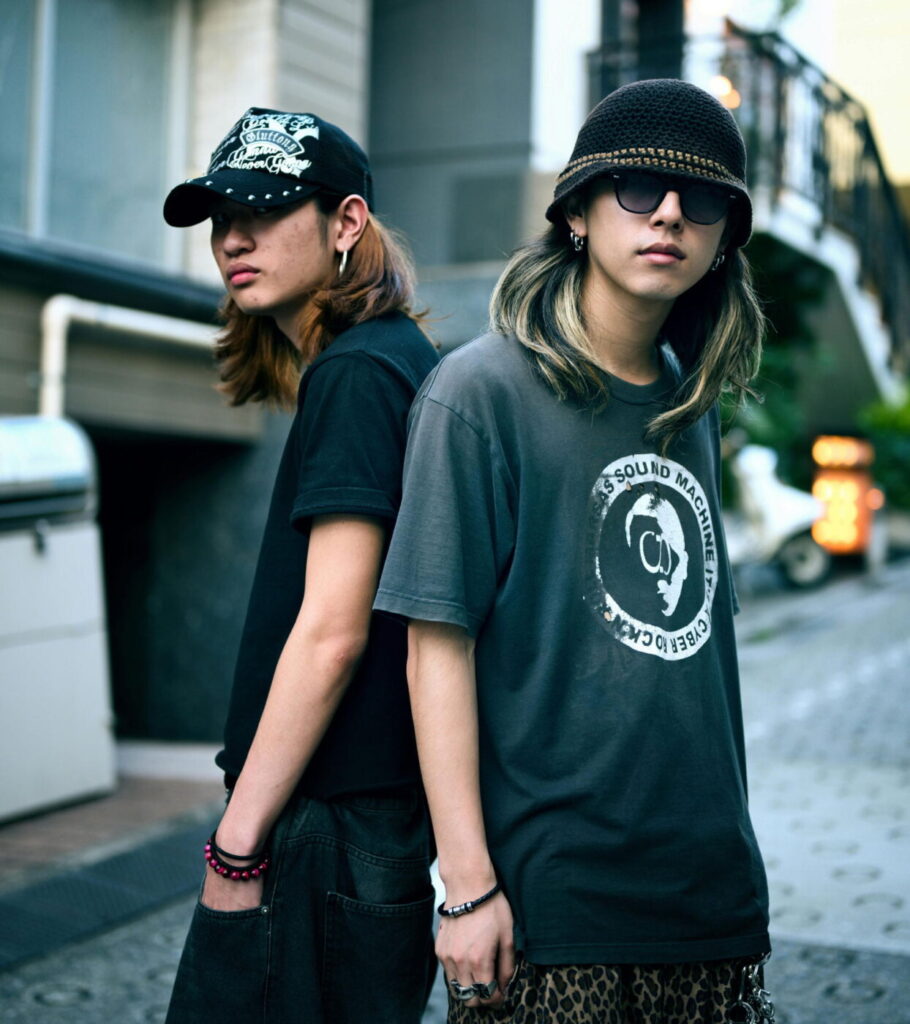 Two people wearing contemporary street style in Tokyo